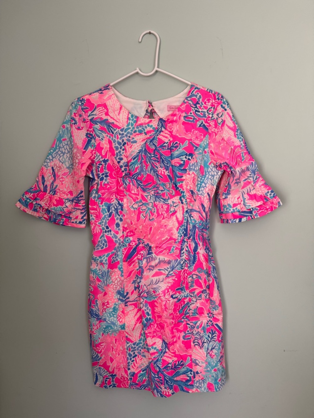 Lilly Pulitzer Pink and Blue Tropical Print Dress